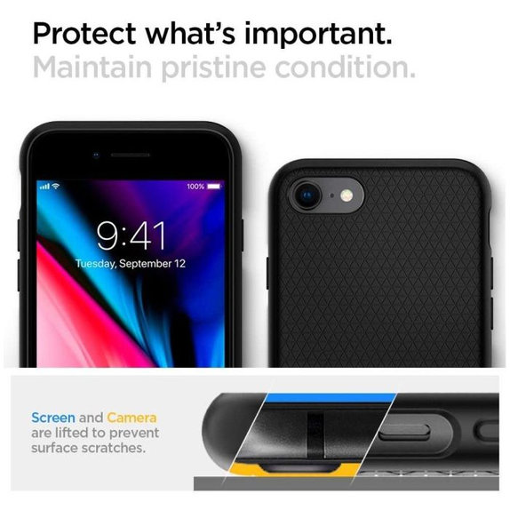 Spigen - Case Liquid Air for iPhone 7, 8, SE 2020 & SE 2022, black