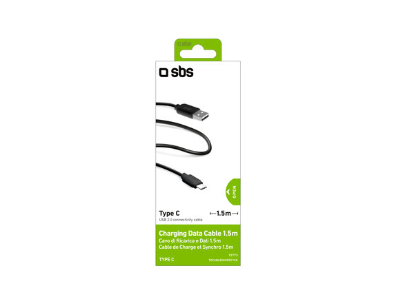 SBS - USB-C / USB Cable (1.5m), black