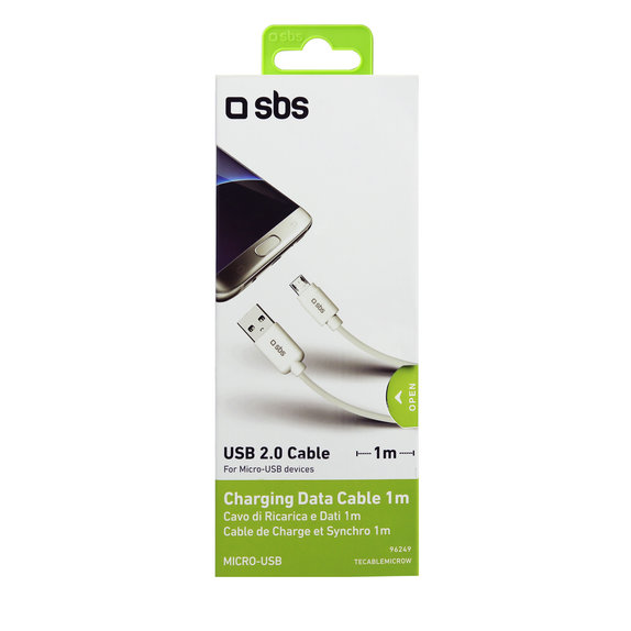 SBS - Micro-USB / USB Cable (1m), white