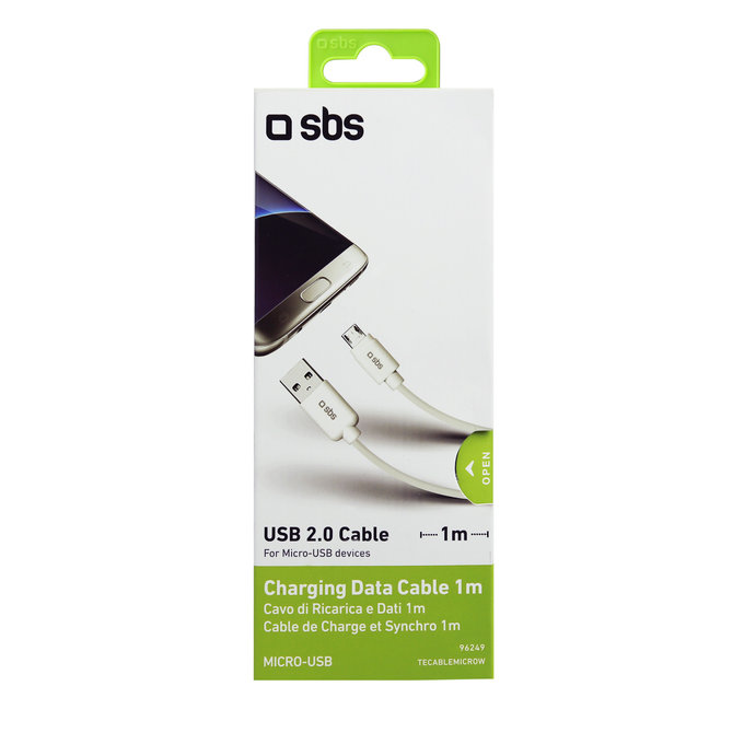 SBS - Micro-USB / USB Cable (1m), white
