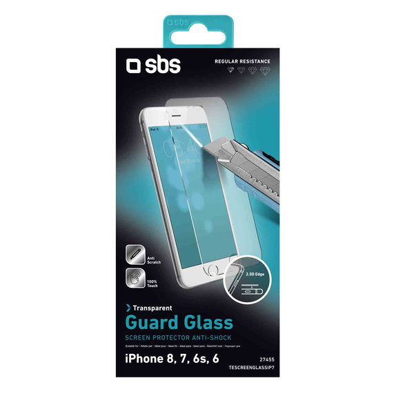SBS - Tempered Glass for iPhone 6, 6s, 7, 8, SE 2020 & SE 2022, transparent