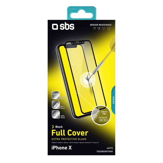 SBS - Tempered Glass Full Cover for iPhone X, XS & 11 Pro, black