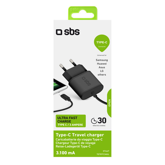 SBS - 10W Charging Adapter with USB-C, black