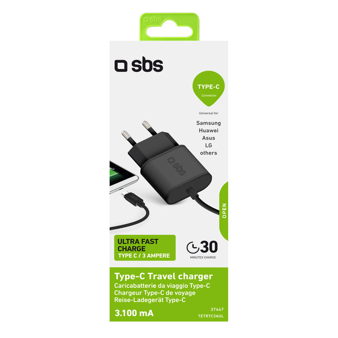 SBS - 10W Charging Adapter with USB-C, black