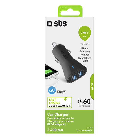 SBS - Car Charger 2x USB, 2.4A, black