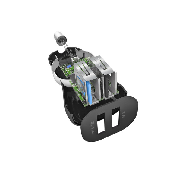 SBS - Car Charger 2x USB + Cable USB / USB-C, black