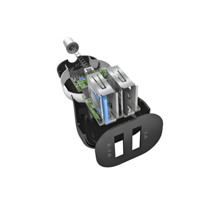 SBS - Car Charger 2x USB + Cable USB / USB-C, black