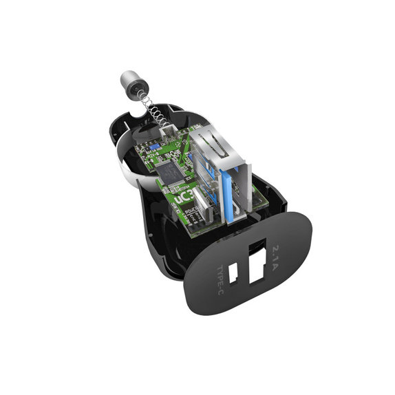 SBS - Car Charger USB, USB-C, 2.1A, 3A, black