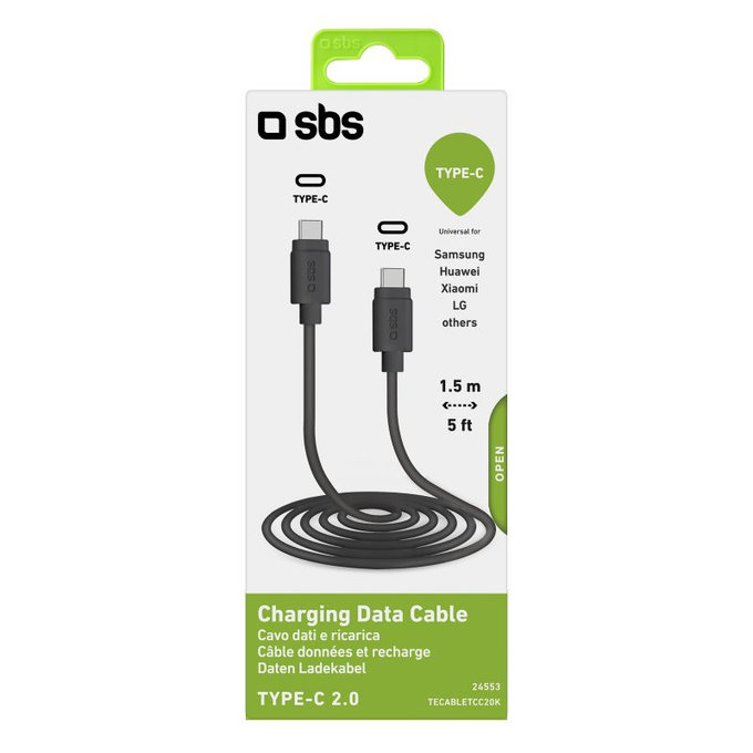 SBS - USB-C / USB-C Cable (1.5m), black