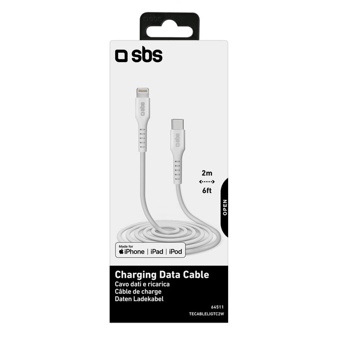 SBS - Lightning / USB-C Cable (2m), white