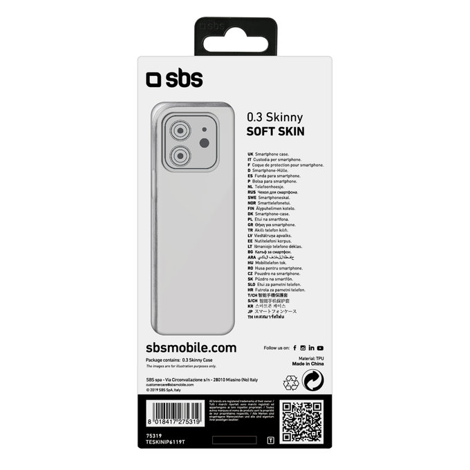 SBS - Case Skinny for iPhone 11, transparent