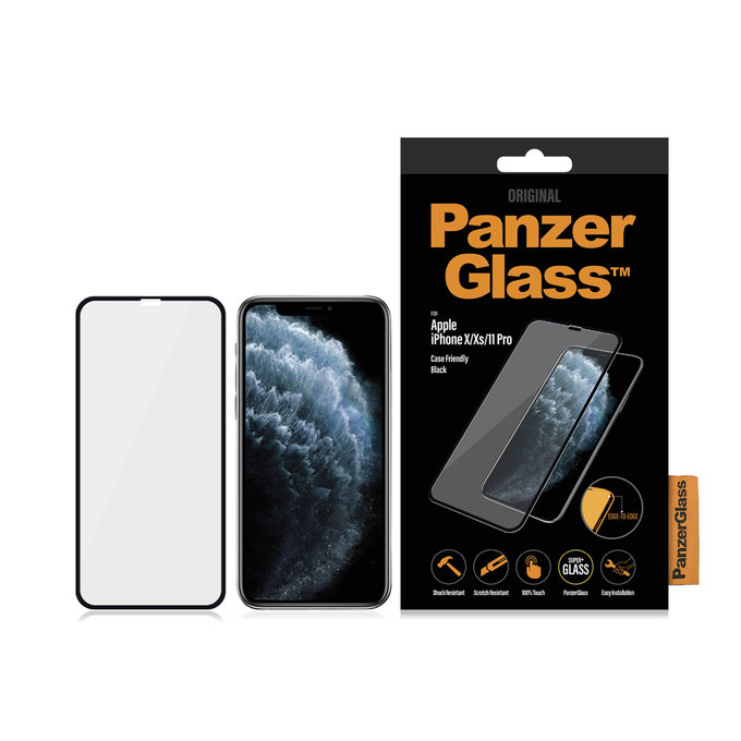 PanzerGlass - Tempered Glass Case Friendly for iPhone X, XS & 11 Pro, black