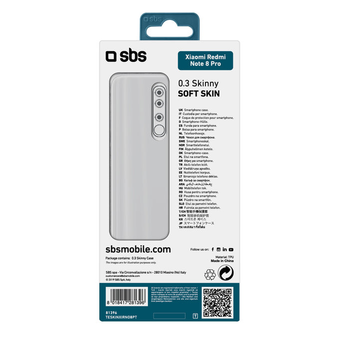 SBS - Case Skinny for Xiaomi Redmi Note 8 Pro, transparent