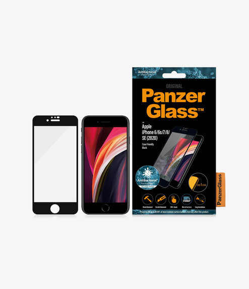 PanzerGlass - Tempered Glass Case Friendly AB for iPhone 6, 6s, 7, 8, SE 2020 & SE 2022, black