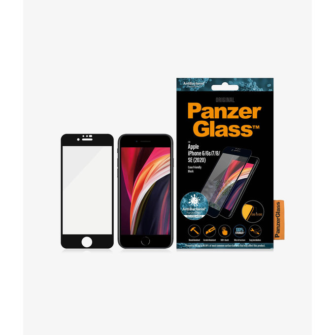 PanzerGlass - Tempered Glass Case Friendly AB for iPhone 6, 6s, 7, 8, SE 2020 & SE 2022, black