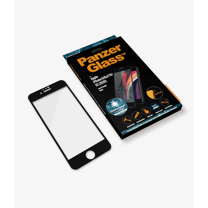 PanzerGlass - Tempered Glass Case Friendly AB for iPhone 6, 6s, 7, 8, SE 2020 & SE 2022, black