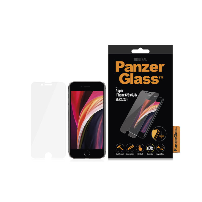 PanzerGlass - Tempered Glass Standard Fit for iPhone SE 2020, 8, 7, 6s, 6, transparent