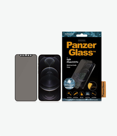 PanzerGlass - Tempered Glass Privacy Case Friendly AB for iPhone 12 & 12 Pro, black