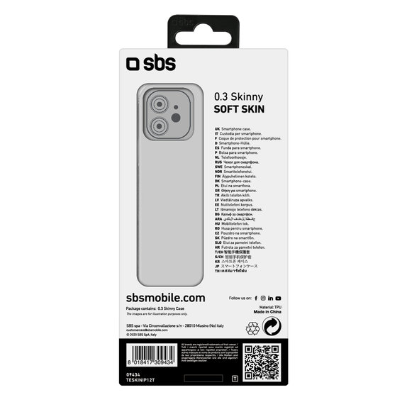 SBS - Case Skinny for iPhone 12 mini, transparent
