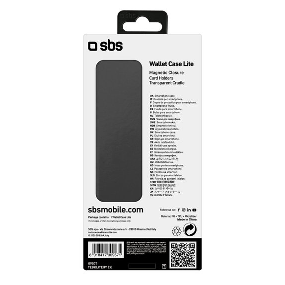 SBS - Case Book Wallet Lite for iPhone 12 mini, black