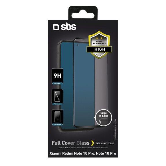 SBS - Tempered Glass Full Cover for Xiaomi Redmi Note 10 Pro, Black