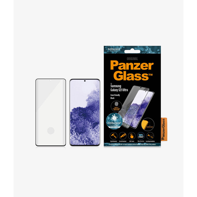 PanzerGlass - Tempered Glass Case Friendly AB for Samsung Galaxy S21 Ultra, Fingerprint komp., black