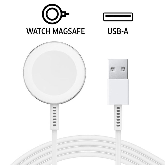 Magnetic charging cable for Apple Watch, USB-A, 1 m, Stainless Steel, bulk