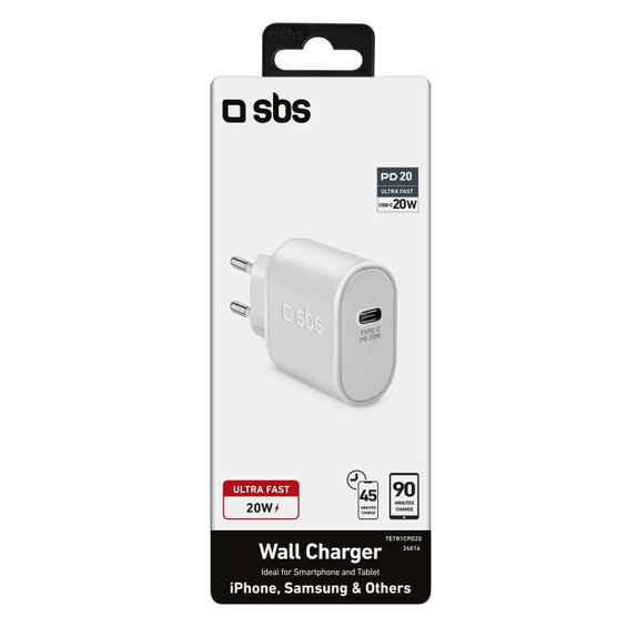 SBS - 20W Charging Adapter USB-C, white