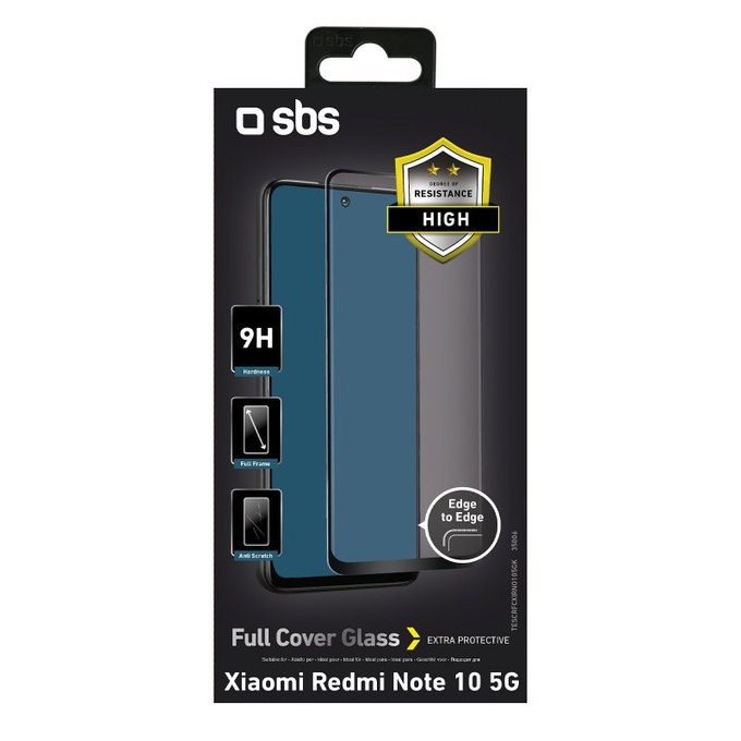 SBS - Tempered Glass Full Cover for Xiaomi Redmi Note 10 5G, black