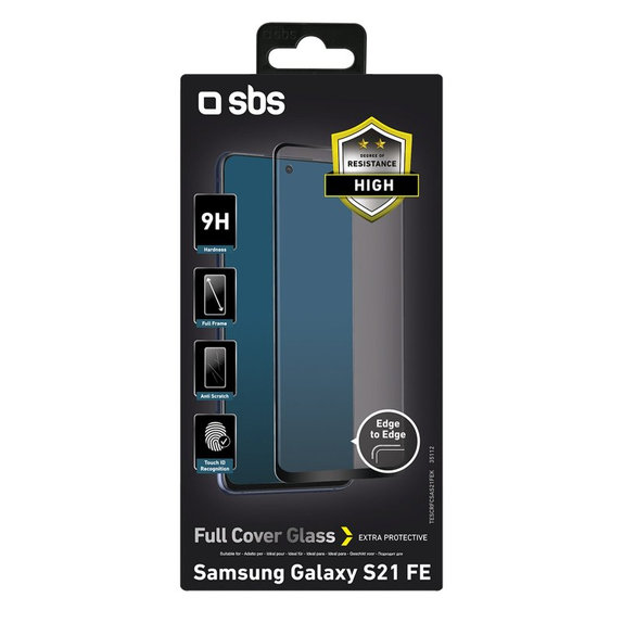 SBS - Tempered Glass Full Cover for Samsung Galaxy S21 FE, black