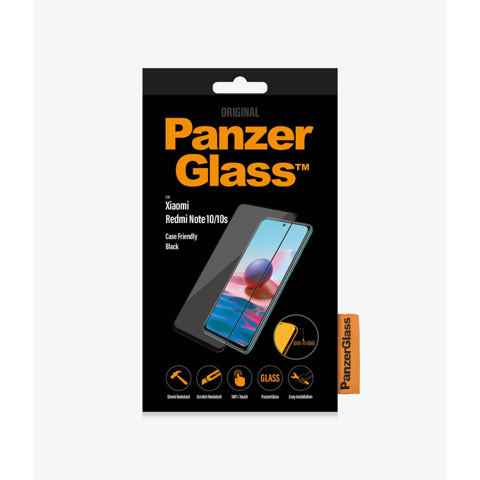 PanzerGlass - Tempered Glass Case Friendly for Xiaomi Redmi Note 10, 10S, black