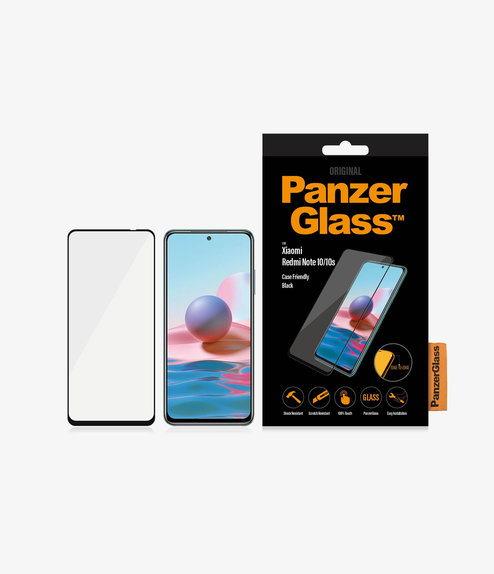 PanzerGlass - Tempered Glass Case Friendly for Xiaomi Redmi Note 10, 10S, black