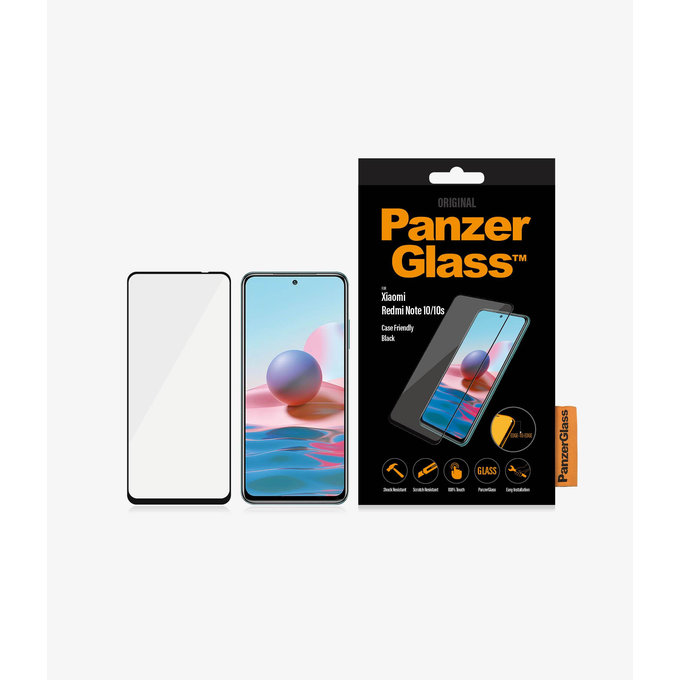 PanzerGlass - Tempered Glass Case Friendly for Xiaomi Redmi Note 10, 10S, black