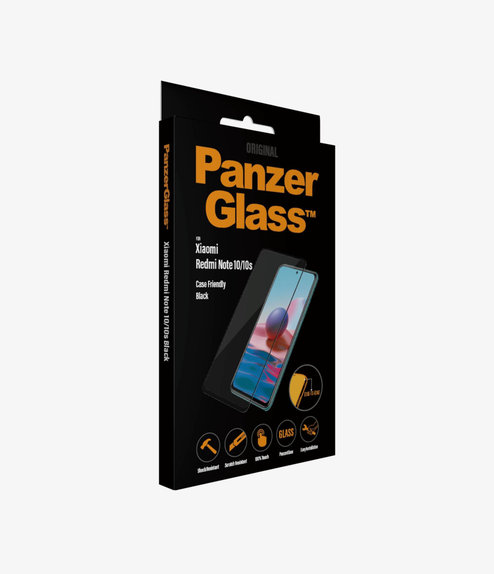 PanzerGlass - Tempered Glass Case Friendly for Xiaomi Redmi Note 10, 10S, black