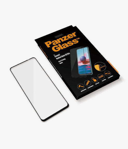 PanzerGlass - Tempered Glass Case Friendly for Xiaomi Redmi Note 10, 10S, black