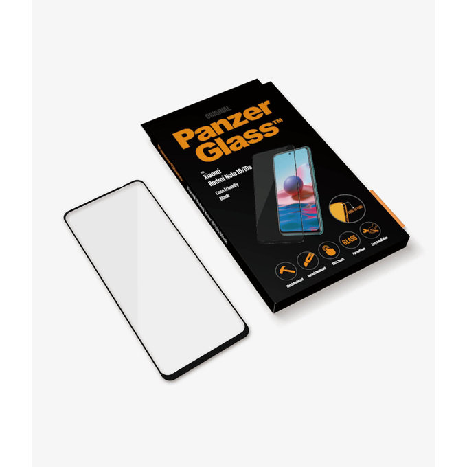 PanzerGlass - Tempered Glass Case Friendly for Xiaomi Redmi Note 10, 10S, black