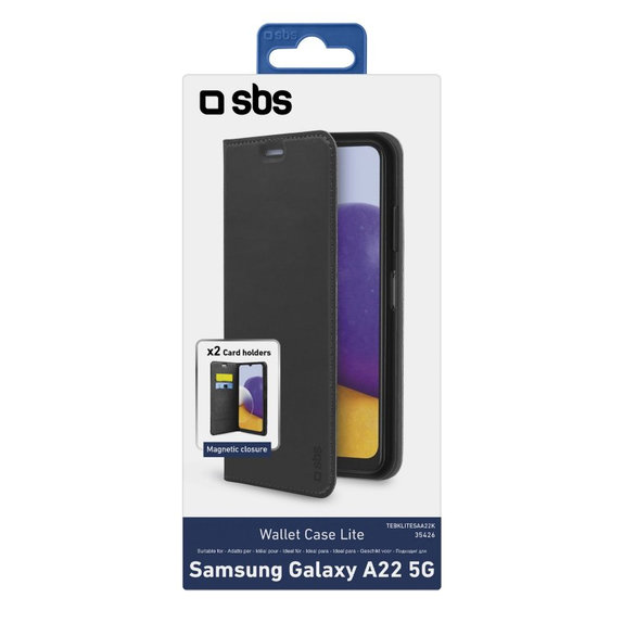 SBS - Case Book Wallet Lite for Samsung Galaxy A22 5G, black