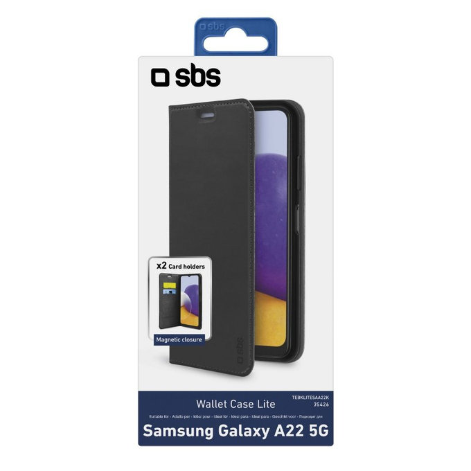 SBS - Case Book Wallet Lite for Samsung Galaxy A22 5G, black