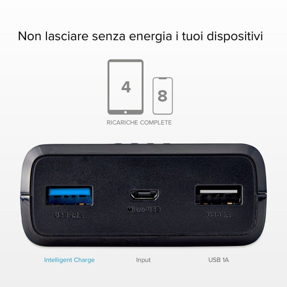 SBS - PowerBank 20 000 mAh, 2x USB, 2,1A, black