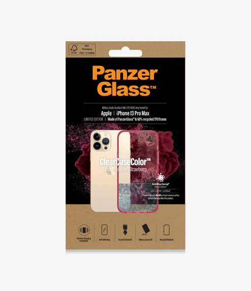 PanzerGlass - Case ClearCaseColor AB for iPhone 13 Pro Max, strawberry