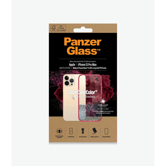PanzerGlass - Case ClearCaseColor AB for iPhone 13 Pro Max, strawberry