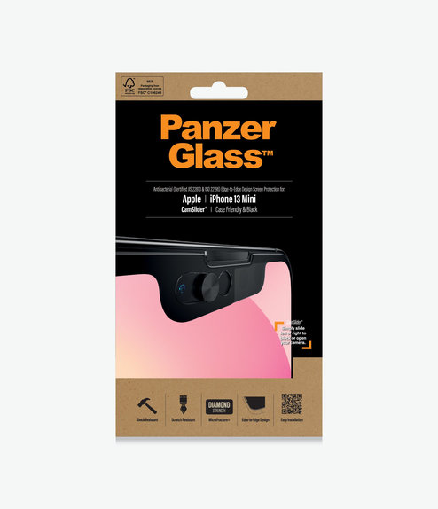 PanzerGlass - Tempered glass Case Friendly CamSlider AB for iPhone 13 mini, black