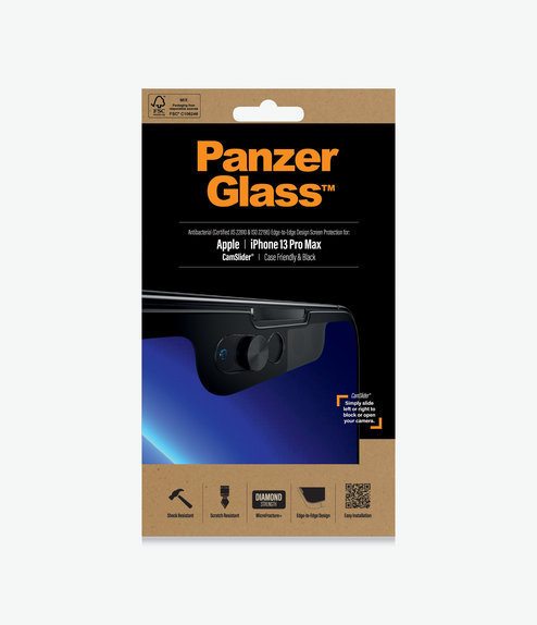 PanzerGlass - Tempered Glass Case Friendly CamSlider AB for iPhone 13 Pro Max & 14 Plus, black