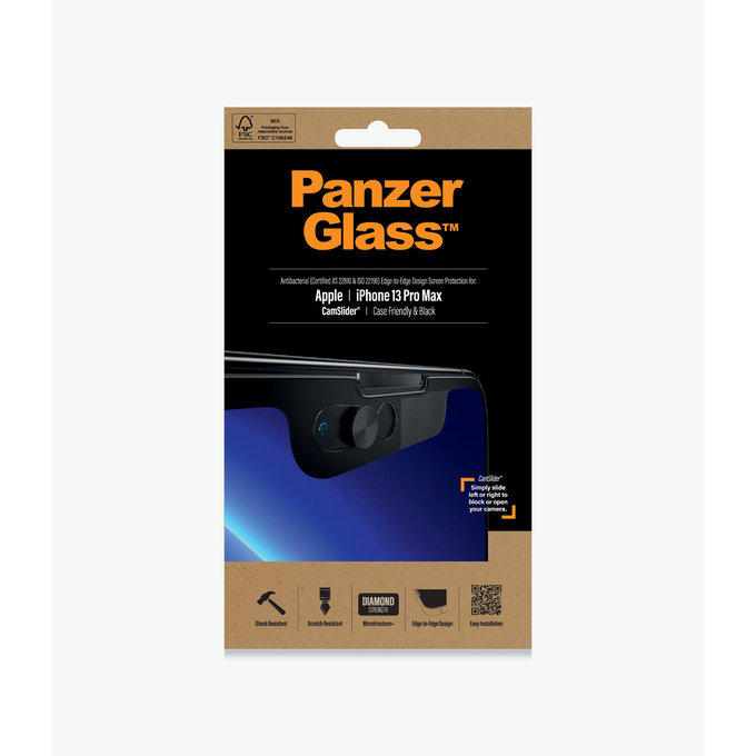 PanzerGlass - Tempered Glass Case Friendly CamSlider AB for iPhone 13 Pro Max & 14 Plus, black