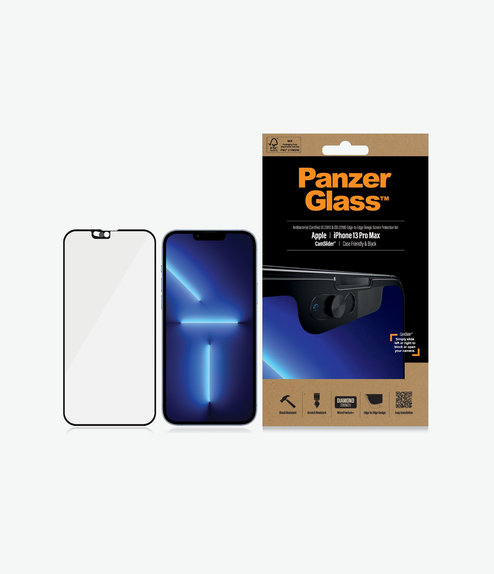 PanzerGlass - Tempered Glass Case Friendly CamSlider AB for iPhone 13 Pro Max & 14 Plus, black