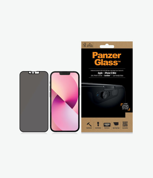 PanzerGlass - Tempered glass Case Friendly Privacy CamSlider AB for iPhone 13 mini, black