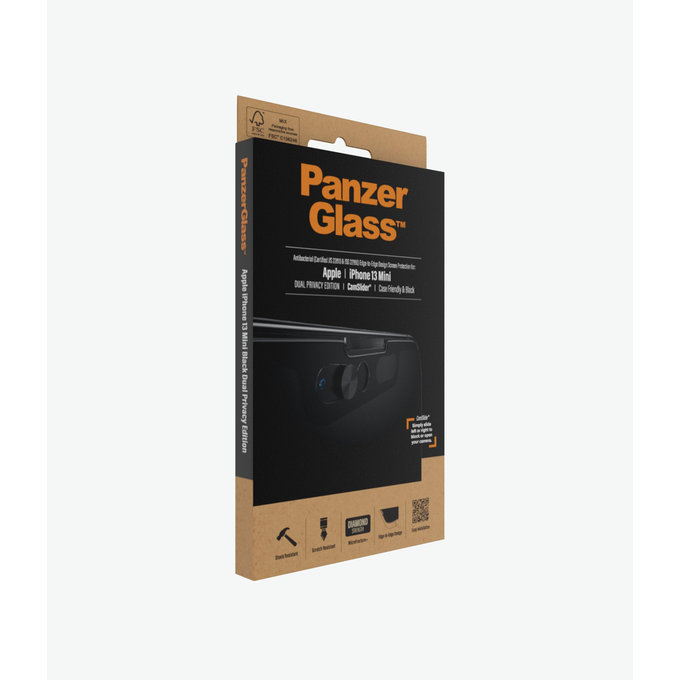 PanzerGlass - Tempered glass Case Friendly Privacy CamSlider AB for iPhone 13 mini, black