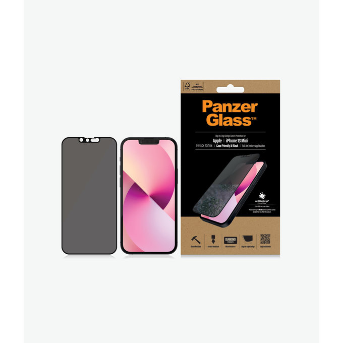 PanzerGlass - Tempered glass Case Friendly Privacy AB for iPhone 13 mini, black