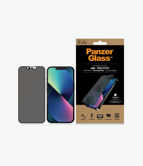 PanzerGlass - Tempered Glass Case Friendly Privacy AB for iPhone 13, 13 Pro, 14 & 16e, black