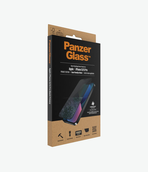 PanzerGlass - Tempered Glass Case Friendly Privacy AB for iPhone 13, 13 Pro, 14 & 16e, black
